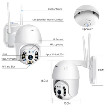 PTZ Bezvadu IP Kamera Ūdensizturīgs Digitālā Zoom Speed Dome Super 1080P WiFi Drošības CCTV Auto-Tracking AI Cilvēka Atklāšana