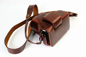PU ādas fotokameras soma soma segtu maisiņš Olympus OM-D OMD EM10 II E-M10 MarkII (14-42mm Lens) Ar Bateriju, Apakšējo Atveri