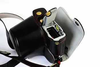 PU ādas fotokameras soma soma segtu maisiņš Olympus OM-D OMD EM10 II E-M10 MarkII (14-42mm Lens) Ar Bateriju, Apakšējo Atveri