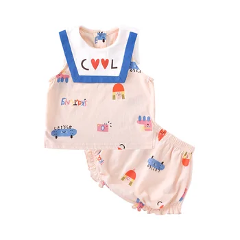 Pureborrn Toddler Baby Girl Apģērbu Komplekts 2 Gab., bez Piedurknēm T-krekls un Īsās Bikses Elpojošs Kokvilnas Vasaras Bērnu Drēbes Meitenei