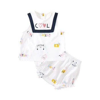 Pureborrn Toddler Baby Girl Apģērbu Komplekts 2 Gab., bez Piedurknēm T-krekls un Īsās Bikses Elpojošs Kokvilnas Vasaras Bērnu Drēbes Meitenei