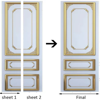 PVC Pašlīmējošas Ūdensizturīgs Durvju Uzlīmes 3D Stereo Zelta Durvju Rāmis Tapetes Dzīvojamā Istabā Luksusa Decal Mājas Dekoru Mākslas Uzlīmes