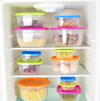 Pārtikas Konteineri ar Vākiem, 5gab/set Virtuves Glabāšanas Kastes Microwavable Plastmasas Traukā Ledusskapī Bļodiņā Organizators.