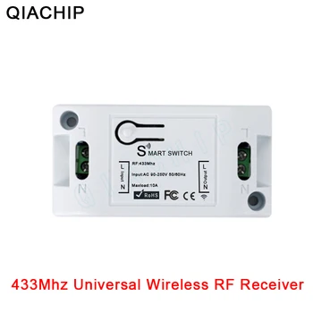 QIACHIP 433 MHz Universāla Bezvadu AC 110V, 220V 1 CH Tālvadības Slēdzis RF Uztvērēja Releja Modulis LED Gaismas, Lampas, Ventilatori DIY
