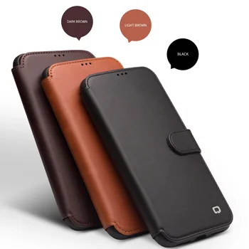 QIALINO Stilīgs Genuine Leather Flip Case for iPhone X/XS/XR Max Magnētisko Sprādzes Roku darbs Kartes Slota Vāciņu, lai iPhone11 Pro