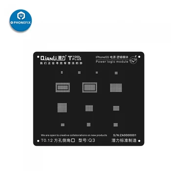 QianLi 3D BGA Reballing Trafaretu iPhone 5S 6S 6 7 8 X Elektriski Loģikas Modulis Lodēšanas Remonts Lodēt Veidni Melnā Tērauda Sietu