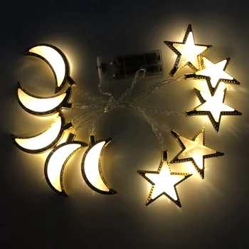 QIFU Moon Star Led Gaismas Stīgu Eid Mubarak Dekoru Musulmaņu Islama Festivāls Puse DIY Dekoru Vecis Ramadan Mubarak Kareem Eid AL-Adh
