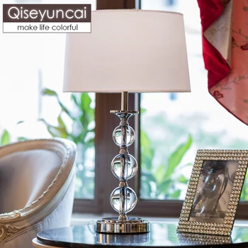 Qiseyuncai Eiropas kristāla guļamistabas gultas galda lampa maza galda lampa, vienkārša, moderna viesnīca dekoratīvās lampas bezmaksas piegāde