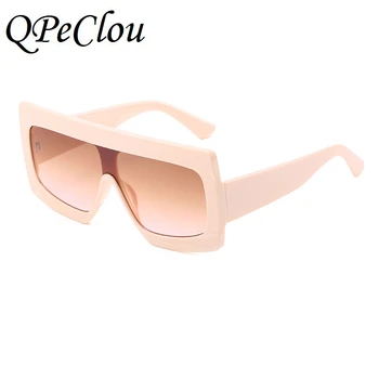 QPeClou Jaunu Modes Lielgabarīta Viens Gabals Saulesbrilles Sieviešu Zīmola Dizaineru Lielo Kvadrātveida Rāmis, Saules Brilles Dāmas Oculos Feminino
