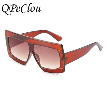 QPeClou Jaunu Modes Lielgabarīta Viens Gabals Saulesbrilles Sieviešu Zīmola Dizaineru Lielo Kvadrātveida Rāmis, Saules Brilles Dāmas Oculos Feminino