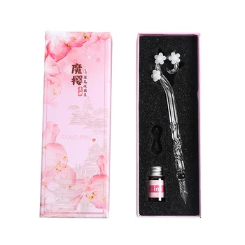 Radošā Cherry Blossom Stikla Pen Color Crystal Squirt Pildspalvu Komplekts Tintes Pildspalva Caurspīdīgs Mākslas Piederumi Tintes Pildspalvas Rakstīšanai Dāvanu