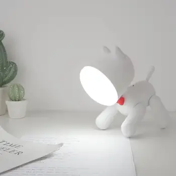 Radošā Gudrs Suns LED Nakts Gaisma, kas Bērnu Kid Bērnu Istabu Iekštelpu Studiju Gultas Apdares Radošo Dāvanu USB Dzīvnieku Galda Lampas