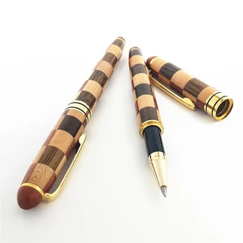 Radošā luksusa roku darbs, koka Gēla tintes pildspalva 0.5 mm, melna tinte dabas krāsu tintes pildspalvu kā dāvana business un office