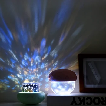 Radošā Zvaigžņu Mēness Projectable Nakts Gaisma Led Projekcijas Sēņu Lampas galda lampas Debesis, Okeāna Viļņu Bērnu Projektoru Lampas Bērniem
