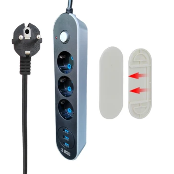 Rakstāmgalda Kontaktligzdas Elektriskās Jaudas Sloksnes 10A Surge Protector 2/3M Vadu ES Plug Adapteri Pagarinājumu 3 MAIŅSTRĀVAS Izeja, 3 USB Porti, 250V