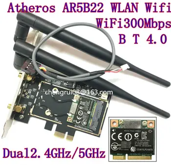 Rakstāmgalda wifi WLAN Atheros AR5B22 300M Bezvadu Wifi, Bluetooth 4.0 PCI-E Karti Desktop Adapter 6DB antena