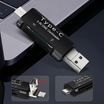 Raugee Tips C & Micro USB OTG Karšu Lasītājs 3 In 1 USB-B 2.0 Universāla TF SD Lasīt Spraudnis Mobilo Telefonu, DATORU, Mac Datoru Adapteri