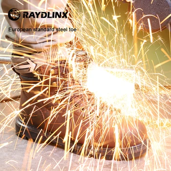 RAYDLINX Tērauda Kājām Industriālās Būvniecības Ādas Boot Drošību, Darba Zābaki Tērauda Midsole Anti-Punkcija Kurpes Vīriešiem Drošības Zābaki
