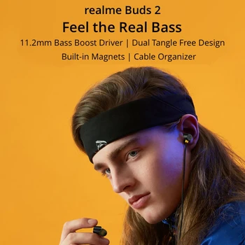 Realme Pumpuri 2 Earbus Austiņas Austiņas 11.2 mm Bass Boost Vadītāja Dual Magnēti Kabeļu Organizators Trīs Pogas Tālvadības Viegli Kontroli