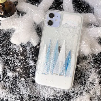 Retro jaungada ziemassvētku dāvanu sniegpārslas plūstošās smiltis Tālrunis Lietā Par iPhone 12 11 Pro Max Xr Xs Max x 7 8 Plus 7Plus gadījumā, Gudrs vāciņš