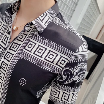Retro Pūķis Drukāt Vīriešu Krekls Ar Garām Piedurknēm Krekli Modes Gadījuma Pieguļoša Kleita Krekli Nakts Klubs Personu Sociālās Streetwear Camisa
