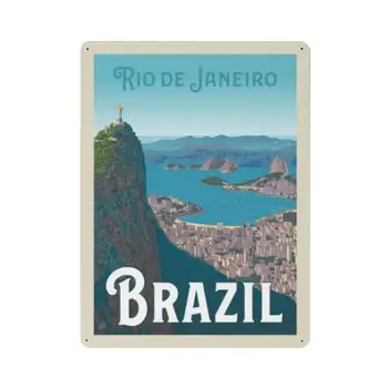 Retro Vintage Metāla Skārda Zīme Rio De Janeiro, Brazīlija Sienas Plāksne, Plakāts, Kafejnīca, Bārs, Alus Krogs