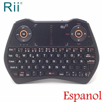Rii i28C spāņu(Espanol) Apgaismojums 2.4 Ghz Mini Bezvadu Tastatūra Gaisa Pele TouchPad par Andorid TV Kastes/Mini-PC/Laptop
