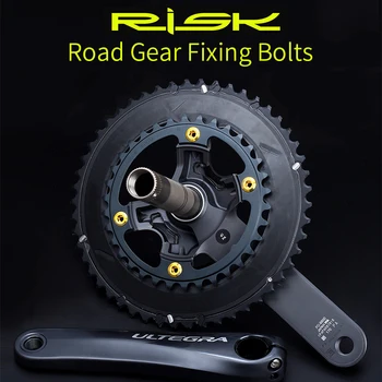 RISKA MTB velosipēdu Ceļu Crankset Chainring Skrūves, Uzgriežņi par BMX Stacionāru zvejas Rīku, Dziesmu single/double disku GR5(TC4) Titāna Sakausējuma