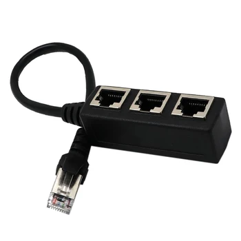 RJ45 1 līdz 3 Port Ethernet LAN, Tīkla Kabeļu Sadalītājs 3Ways Extender Adapteri