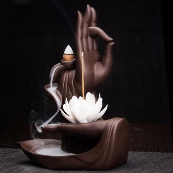 Roku Darbs Creative Dekoru Vīraka Turētājs Budas Roku Lotus Keramikas Ūdenskritums Sālsūdenim Vīraks Degļu Incenser Zen Darbvirsmas Vīraka Kvēpināmais Trauks