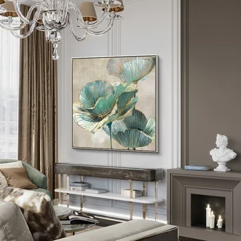 Roku gleznots uz audekla lotus eļļas glezna mūsdienu plakātu stila sienas mākslu, dzīvojamās istabas krāsošanas ziedi deco dzīvojamā istaba mājās