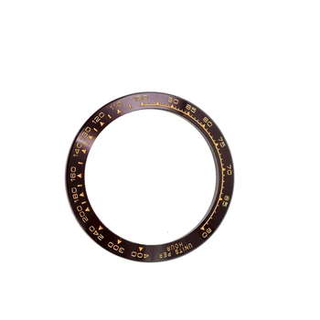 Rolamy Nomaiņa Augstas Kvalitātes Tīras Keramikas Brūns Ar Zelta Rakstiem 38.6 mm Skatīties Bezel par Rolex DAYTONA 116500 - 116520