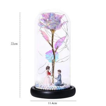 Romantika Mākslīgie Ziedi Skaistums Un Zvērs LED Rose Lampas Mūžīgo Ziedu Stikla Kupola Kāzu Dekori Valentīna Diena Dāvanas
