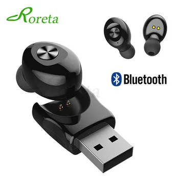 Roreta XG12 Bluetooth 5.0 Bezvadu Austiņas Mini Brīvroku sarunu Austiņa Ar Mikrofonu Stereo HIFI Sporta Austiņas Ar USB lādētāju