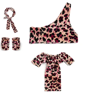 RSG Atdzimis Bērnu Lelle Drēbes 20-22 Collu Leopards Drukāt Baby Lelle Apģērbs 4 Gab Apģērba Komplekts