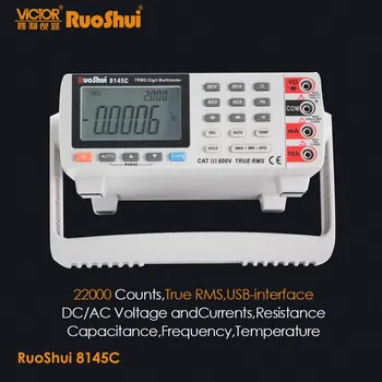RuoShui VC8145C galda Digitālais Multimetrs 1000 V, 10.A Auto Klāstu Patiesa RMS 22000 USB Voltmetrs DC/AC Klp. Freq.Temperatūras Tests