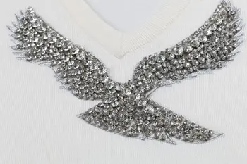 S-XL 2017. gada Pavasarī Jauno Modes Sieviešu Džemperi Pilnu Piedurknēm V-veida Kakla Fāzēm Ērglis Dimanta Puloveri Datoru Trikotāžas Gājienā