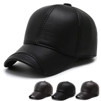 Sabiezēt PU Cepuri Ausu Aizsardzības aprīkots Cepures, Vīriešu Siltā Ziemas Beisbola cepure ar Earflaps Regulējams Snapback Saglabāt Siltu Gorras