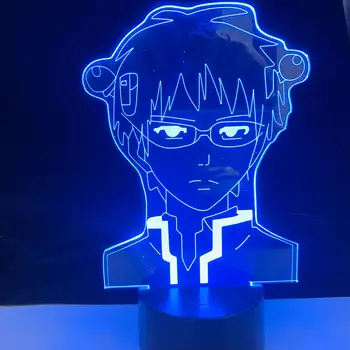 Saiki K Anime Lampas Postošo Dzīves Saiki K Guļamistabai Akrila 3D Lampas Dekors Nightlight Bērniem Faniem Ziemassvētku Dāvanu Dzimšanas dienā