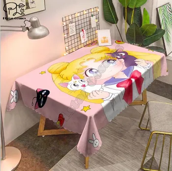 Sailor Moon Galdauts 3D iespiesti Kvadrātveida/Taisnstūrveida Putekļu izturīgs Galda Segums Puse Mājas Dekoru TV Attiecas
