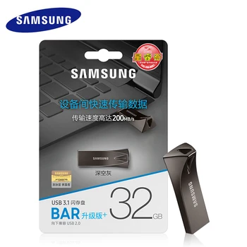 SAMSUNG 3.1 USB Flash Drive 32gb 64gb sdxc 128gb 256 gb USB3.1 līdz 300MB/S BAR PLUS sudraba/pelēka pen drive atmiņas flash disku