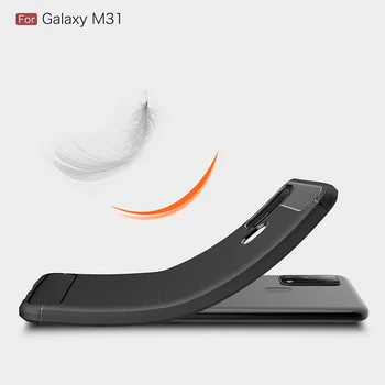 Samsung Galaxy M31 Gadījumā Mīksta Silikona Oglekļa Šķiedras Triecienizturīgs Biznesa Aizmugurējo Vāciņu samsung m31 M31 Coque būtiska 6.4 collu