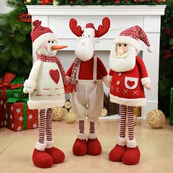 Santa Claus, Sniegavīrs Elf Ziemassvētku Rotājumi Sejas Lelle Ir 2021. Plīša Lelle Labā Puse, Apdare, Mājas Jauno Gadu