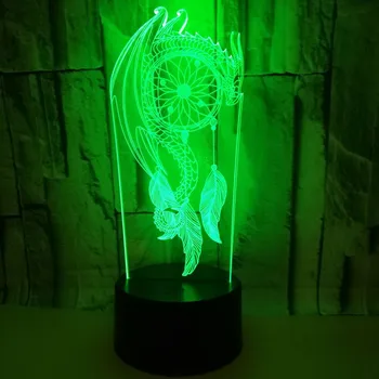 Sapņu Ķērājs 3D LED Nakts Gaisma Vēja Gaismas Guļamistabas Gultas Lampa Luzes Da Noite Lampas, Bērns, Meitene, Dāvanas, Pasaku Lamparas Mēness Dekori