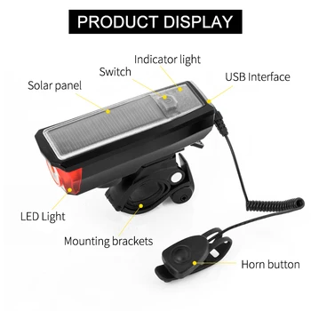 Saules USB Uzlādējams Lukturis Priekšējie Lukturi Velosipēda Gaismu Power Bike Gaismas Ūdensizturīgs 350 Lūmeni Velosipēdu Zvaniņu Gaismas LED