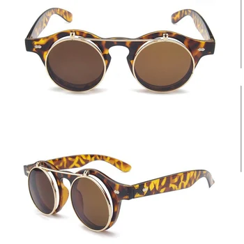 Saulesbrilles sieviešu Vintage Steampunk Brilles Klipu saulesbrilles Retro Flip Up Brilles Gothic Briļļu Punk vīriešu Brilles Oculos