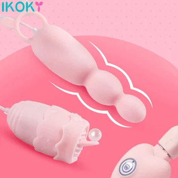 Seksa Rotaļlietas Sievietēm G-Spot Masāža Dzelksnis Licking USB Strāvas Anālais Plug Vibrators Klitora Stimulators Mēles Vibratori Vibrējošais Ola