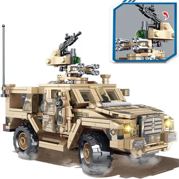 SEMBO 469Pcs Militārās Armijas Mīnu Aizsargāto Transportlīdzekļu Celtniecības Bloki Karavīrs SWAT Kara Ieročus Modelis Izglītības Ķieģeļi Rotaļlietas Zēns