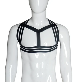 Sexy Elastīgs Pārsējs Topi Bodysuit Kluba Kostīmu Īss Krekls Verdzība Vīriešu ķermeņa Iejūgs Geju karstā Fetišs Apakšveļa Eksotisko clubwear