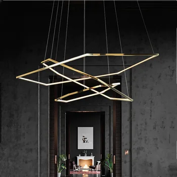 Sešstūra Suspensijas Gaismas Luksusa Zelta Montāža mūsdienīgs Dizains LED Pendant Lampas dzīvojamā istabā Villa Minimālisma Apgaismojums Apdare